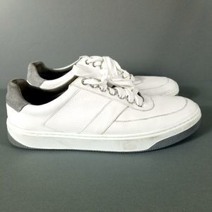 PETER MILLAR 'Vantage Pebble Grain Leather Sneaker' Mens White Shoes - Size 11M